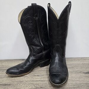 Vintage‎ ACME Boots Black Leather Men's 10 D USA Rodeo Cowboy 90478